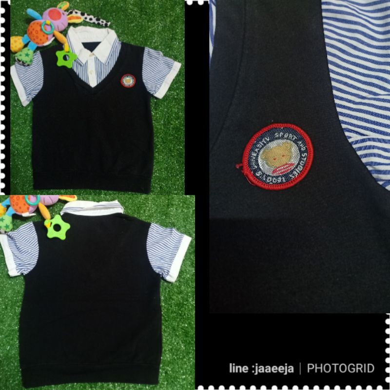 #เสื้อเชิ้ตคอปกแขนสั้นผ้าคอตตอนยืดปักหมีเทห์มากงานนำเข้า made in china สภาพ99%****ขนาดของจริงเลื่อนดูภาพด้านบนได้เลยค่ะ