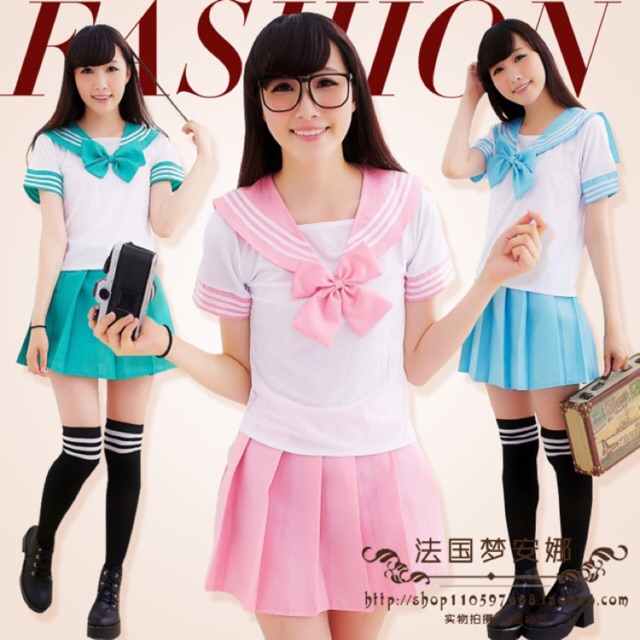 มี 7สี ไซต์ S-XL ชุดนักเรียน เลื่อนดูสีจริง *สีเขียวฟ้าหมายเหตุค่ะ