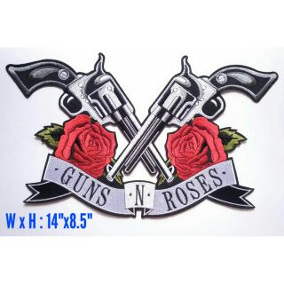 ป้ายปัก ตัวรีดติดหลังเสื้อขนาดใหญ่ ขนาด 14"*8.5" นิ้ว GUNS N ROSES วงร็อคในดวงใจ ยุค 80s 90s
