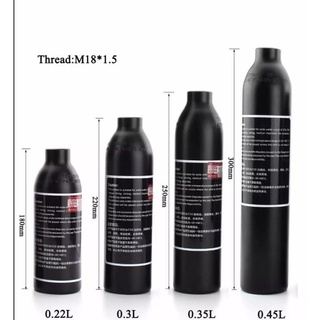 PCP เพนท์บอล airforce 0.2L 0.25L 0.3L 0.35L 0.45L ถัง hPa กระบอกอากาศขวดที่มีฝาครอบ 300bar 4500psi m18x1.5