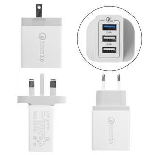 30 w quick charge qc 3 . 0 3 พอร์ต usb hub อะแดปเตอร์ชาร์จติดผนัง eu us ปลั๊ก uk