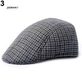 JLNM_Cool Men Tweed Flat Herringbone Country Peak Hat Farmer Golf Retro Beret Cap