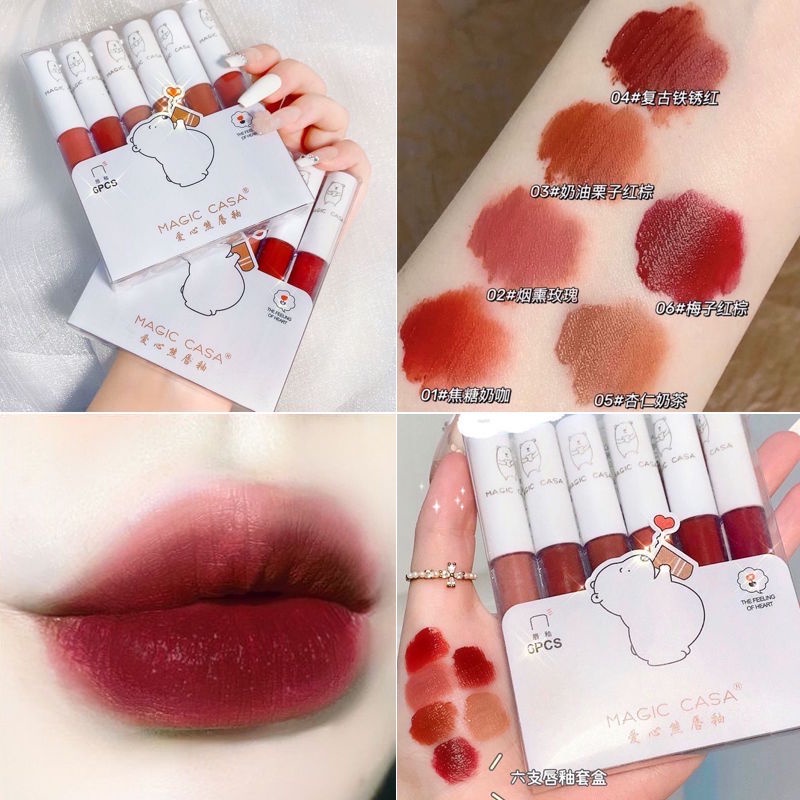 pink-girl: ลิปสติก เนื้อแมท กันน้ํา ติดทนนาน 5 ชิ้น / ชุด.upbest - รูปที่ 5