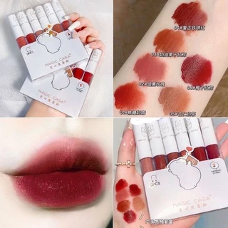pink-girl: ลิปสติก เนื้อแมท กันน้ํา ติดทนนาน 5 ชิ้น / ชุด.upbest-MAGIC