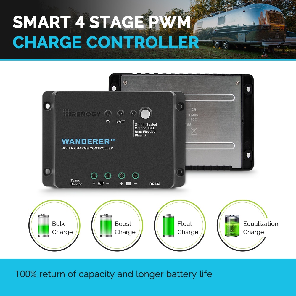 RENOGY Wanderer Li 30A PWM Charge Controller Solar Power 12V Solar