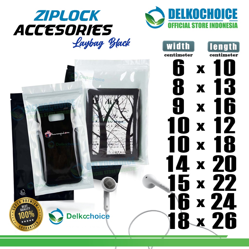 BLACK ZIPLOCK CLIP BAG ACCESSORIES PACKAGING DELKOCHOICE PREMIUM