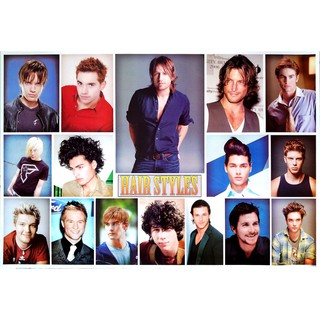 โปสเตอร์ ทรงผมชาย Mens Hairstyles Poster 24”x35” Inch Fashion Barber Salon Hairdresser v4