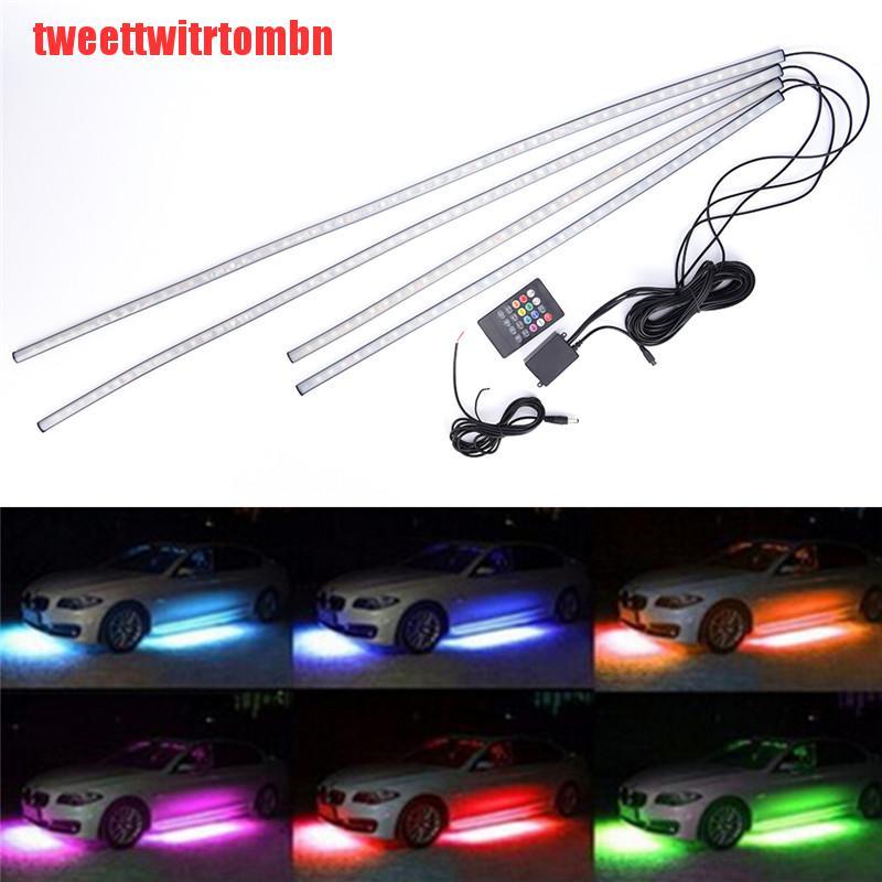 [tweettwitrtombn]4Pcs RGB LED Under Car Tube Strip Underbody Glow Neon
