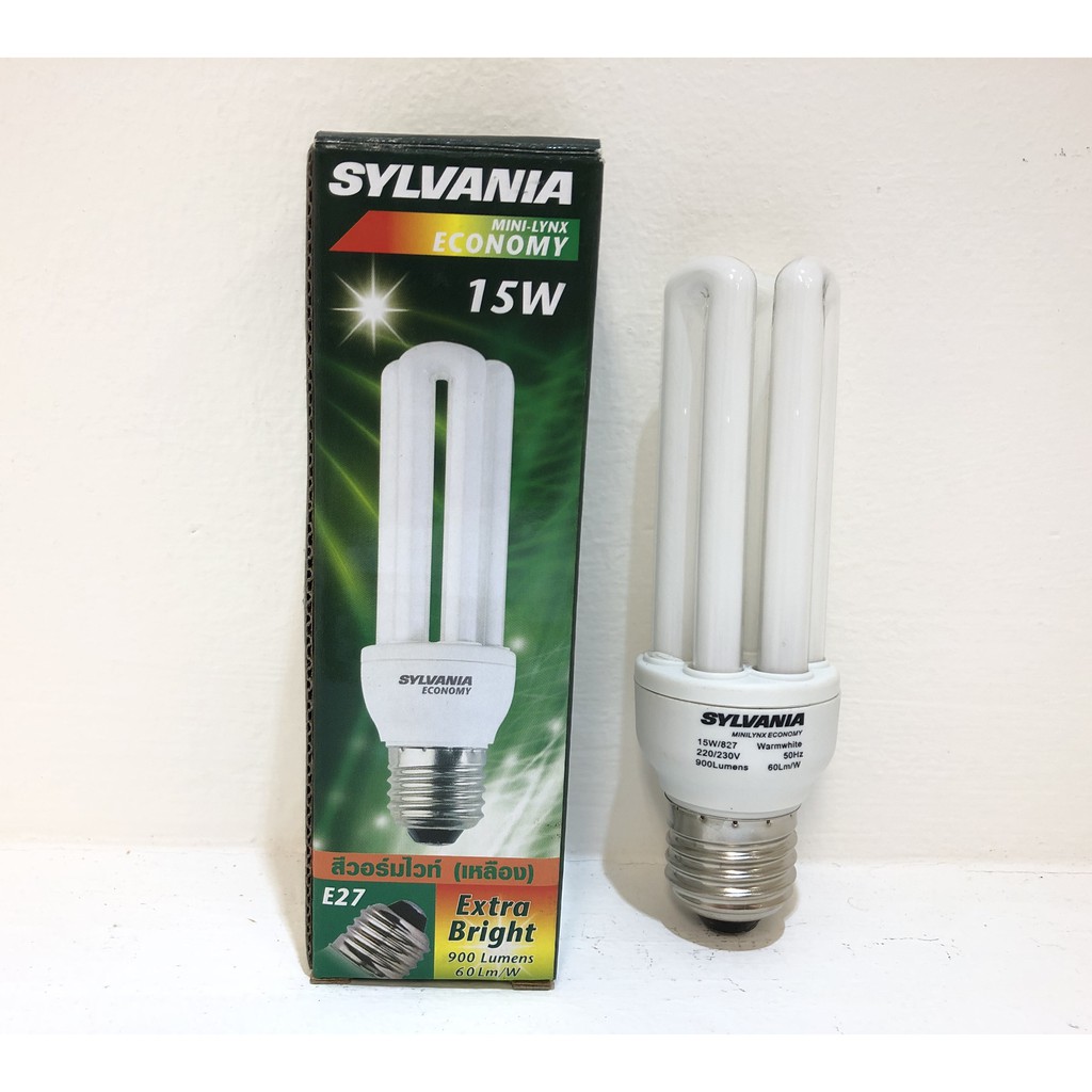 หลอดไฟ SYLVANIA MINI-LYNX ECONOMY 3U 15W E27 ( แพค 6 ดวง )