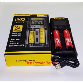 ชุดเครื่องชาร์จNitecore UMS2+ถ่านชาร์จ AWT IMR18650 3000mAh 3.7V 2ก้อน ของแท้ เช็คโค๊ดได้