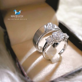 Madduckjewels แหวนเงินแท้ เพชร CZ ชุบโรเดียม RG1507WGR-RG1415