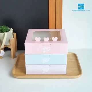 Goodboxpack (แพ็คละ20ใบ) กล่องเค้ก 1 ปอนด์ ทรงเตี้ย เป็นกระดาษฟู้ดเกรด ขนาด20x20x5.5ซม