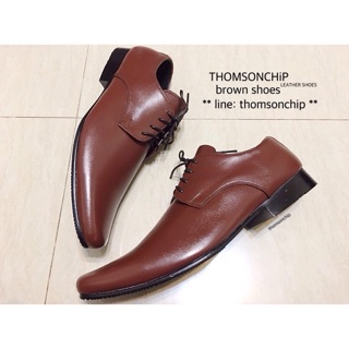 Leather Brown Shoes รองเท้าหนังหัวแหลม สีน้ำตาล