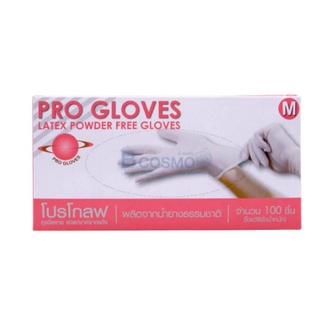 ถุงมือยาง Latex ชนิดไม่มีแป้ง Pro Gloves ไซส์ L บรรจุ 100 ชิ้น (12-7244)