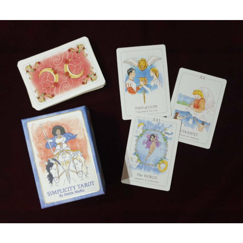 Simplicity Tarot ไพ่ยิปซีขอบทองพร้อมคำคีย์เวิร์ด ไพ่ยิปซีแท้ ไพ่ทาโร่ต์ ไพ่ออราเคิล Tarot Oracle Card Deck