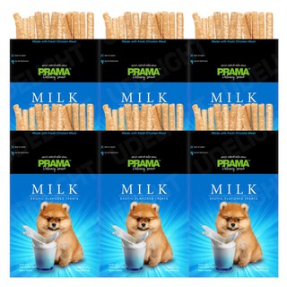 ขนมสุนัข พราม่า รสนม 70 กรัม (6 ซอง) PRAMA Dog Treat Milk Flavor Dog Snack 70g (6 pouches)