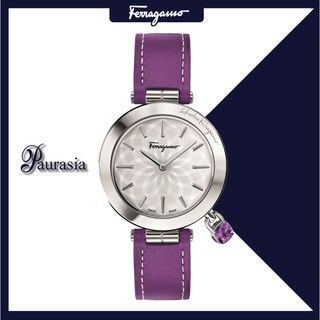 [ของแท้] Ferragamo นาฬิกาข้อมือ ผู้หญิง รุ่น FERRAGAMO FIC01-0015 INTRECCIO 36mm.,SIL.,CALF-PURPLE paurasia ปอเรเซีย