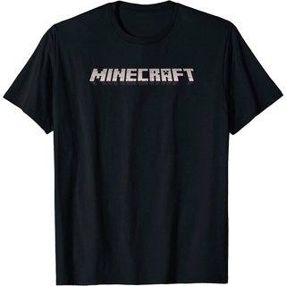 เสื้อยืดผ้าฝ้ายพรีเมี่ยม เสื้อยืด พิมพ์ลายโลโก้ Minecraft สีดํา สําหรับผู้ใหญ่