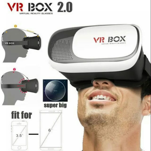 VR box 2.0 แว่นตา 3 มิติ ดูหนัง ฟังเพลง เล่นเกมส์