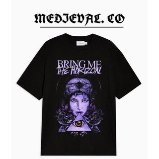 เสื้อยืด พิมพ์ลายวง BMTH BRING ME THE HORIZON โอเวอร์ไซซ์ สไตล์วินเทจ สีดํา สําหรับผู้ชาย ผู้หญิง 24S