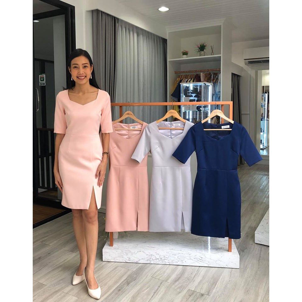 เดรส Veera แขนศอก นางแบบใส่งานจริง