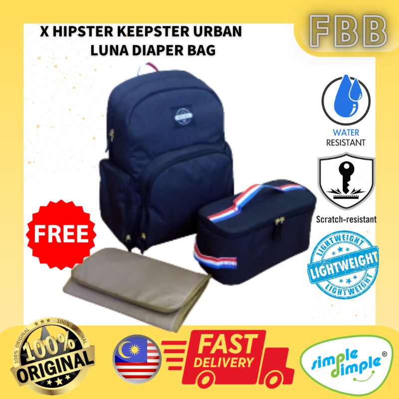 SIMPLE DIMPLE X Hipster Keepster Urban Luna Diapers Mummy Bag Pack HK-08-B Back Backpack Pampers Bag