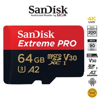 SanDisk Extreme Pro microSD 64GB ความเร็ว อ่าน 200MB/s เขียน 90MB/s (SDSQXCU-064G-GN6MA*1) เมมโมรี่ การ์ด แซนดิส ใส่ Gopro6,7,8,9,10 &amp; MAX