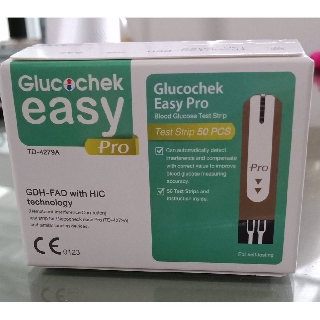 แผ่นตรวจน้ำตาลในเลือดGLUCOCHEK EASY PROกล่องละ 50 ชิ้น หมดอายุ 2024/11