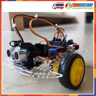 **พร้อมส่ง จากไทย**  Arduino Robot Kit 2WD Ultrasonic Robot Kit หุ่นยนต์หลบสิ่งกีดขวาง มีไฟล์คู่มือและโค้ด by ZEROBIKE