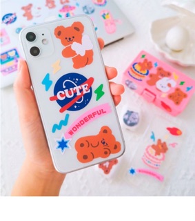 พร้อมส่งจากไทย สติกเกอร์เกาหลี เคสไอแพด แมคบุค หมีเกาหลี สติกเกอร์ติดเคส เคสใส เคสdiy สติกเกอร์ติดแมคบุ๊ค สติกเกอร์หมี