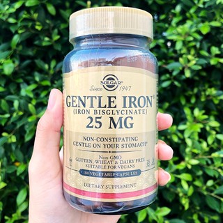 ธาตุเหล็ก Gentle Iron 25 mg 180 Vegetable Capsules (Solgar®) สูตรอ่อนโยนต่อกระเพาะอาหาร