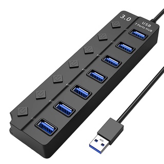 Accezz ฮับ USB 3.0 4/7 พอร์ต พร้อมสวิตช์แยกขยาย อเนกประสงค์ สําหรับฮาร์ดดิสก์เมาส์ คีย์บอร์ด