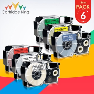 6PK XR-18X XR-18WE Labels For CASIO 18mm XR 18X XR 18WE Tape Label Cartridges KL-130 KL-120 KL-430 Maker Printer