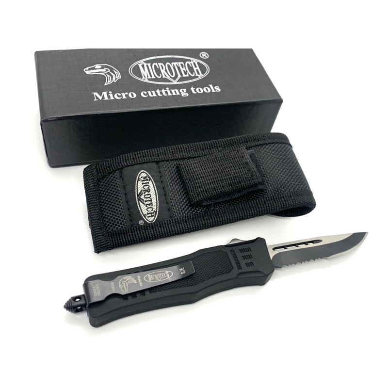 มีดสปริงตรงขนาดเล็ก คมด้านเดียว ใบมีดกึ่งหยัก Microtech Combat Troodon ...