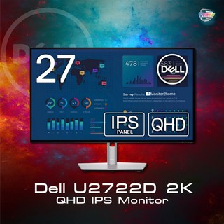 Dell U2722D 27" QHD (2560 X 1440) Monitor, 60 Hz, IPS, 5ms, Anti-glare, HDMI, Display Port, 3 Year Warranty, Silver