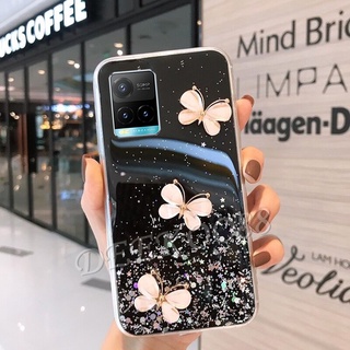 เคสโทรศัพท์ VIVO Y21 / V21 5G/ Y72 / Y52 /Y3s / Y31 /Y12A /Y12s /Y20sG /Y20s /Y20 /X60 Pro 5G Phone Case Butterfly Glitter Bling Clear Soft Case Cover เคสVivoY21