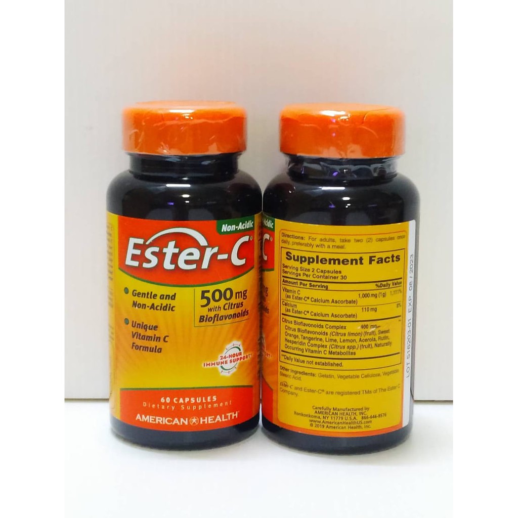 🔥ราคาทุน🔥 American Health Ester-C with Citrus Bioflavonoids 500 mg 60 เม็ด (exp.06/23)