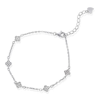 SNOWY HERITAGE สร้อยข้อมือเงินแท้ 925 Silver Jewelry ประดับเพชร CZ BS2113 เคลือบทองคำขาว