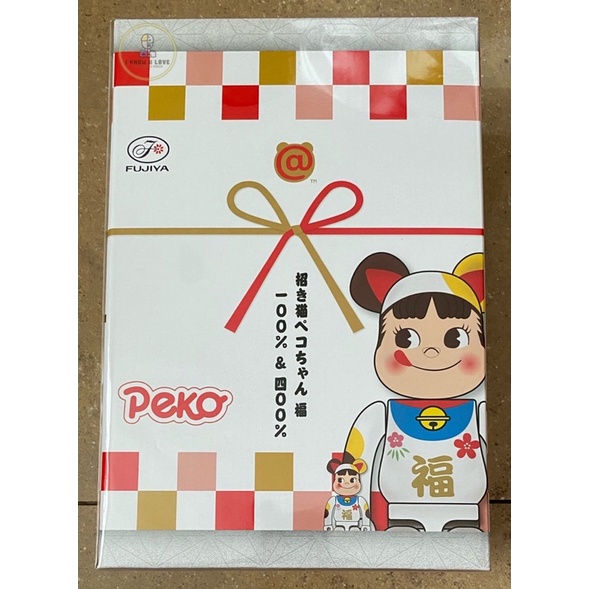 [ของแท้ มือ 1] Medicom Toy Bearbrick 400% and 100% - Maneki Neko Peko-chan Fuku