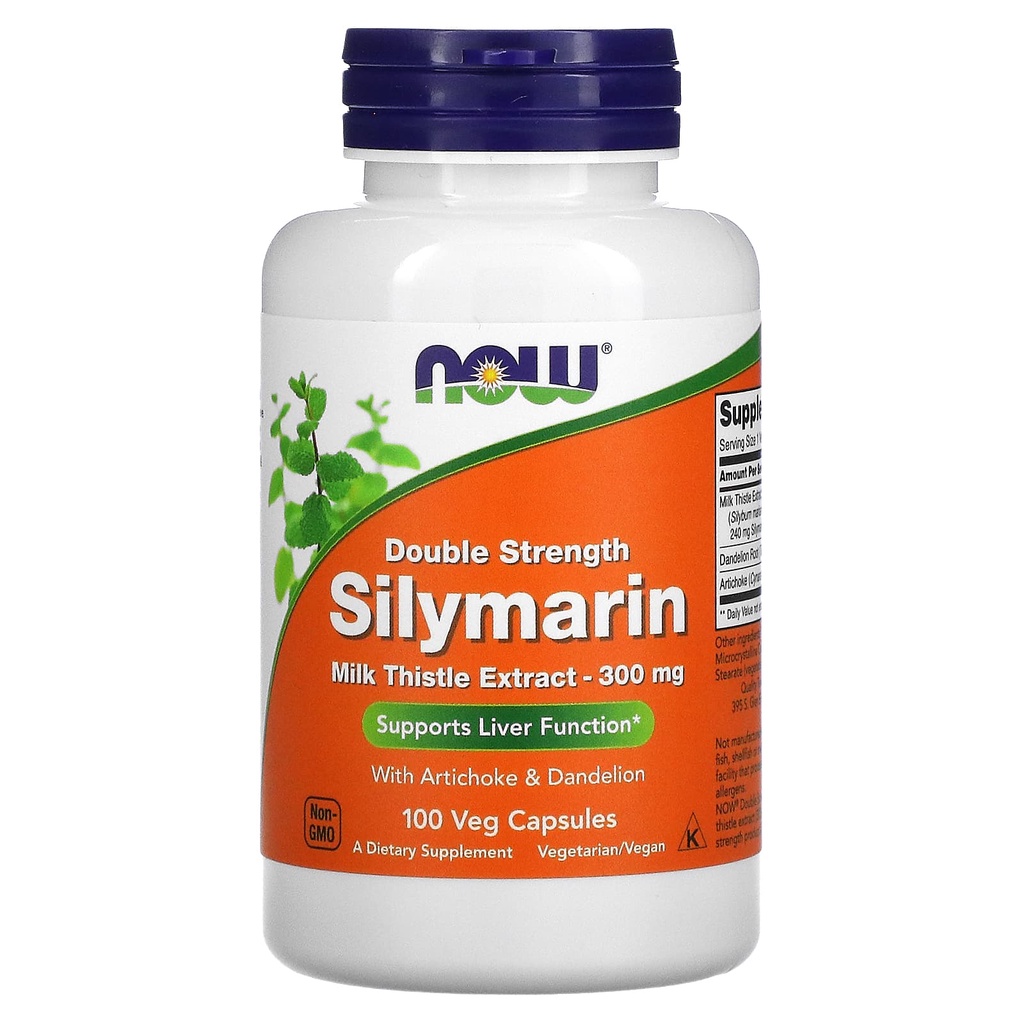 ✨พร้อมส่ง✨NOW Foods, Double Strength Silymarin, 300 mg, 100 Veg Capsules (Exp: 10/2025) ✔✔ของแท้นำเข้า USA