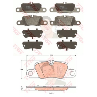 GDB1849 ผ้าเบรค-หลัง(TRW) (เนื้อผ้า COTEC) PORSCHE Cayenne (92A) , Panamera (970) ’11-13