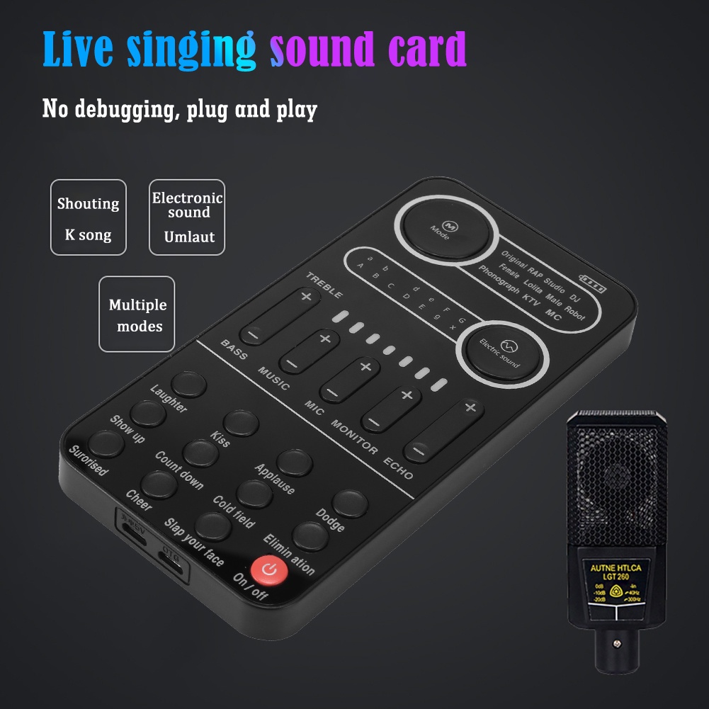 à¹„à¸¡à¹‚à¸„à¸£à¹‚à¸Ÿà¸™Universal Voice Changer Mini Sound Card ...
