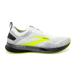 Brooks Levitate 4 รองเท้าวิ่งถนน ผู้ชาย สีขาวเขียว แบบหน้าปกติ