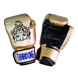 THAIBOXING นวมหนังเทียมลายเสือ สีทอง