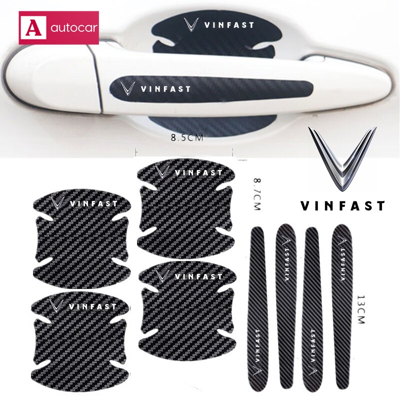 4/8 ชิ้นคาร์บอนไฟเบอร์จับรถสติกเกอร์ป้องกันฟิล์มสําหรับ Vinfast VF8 E34 LUX SA2.0 Fadil VF9 Presiden