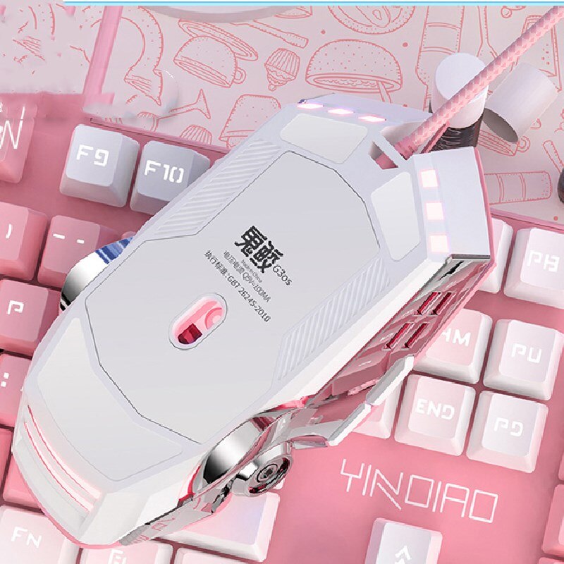 Pink mouse, backlit video game, girl cable, mute macro machine, office ...