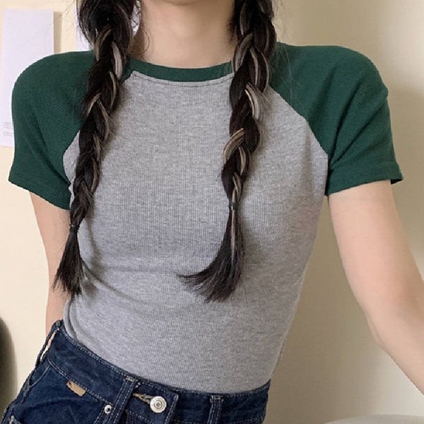 2021 Women's cotton Stitched T-shirt short sleeves