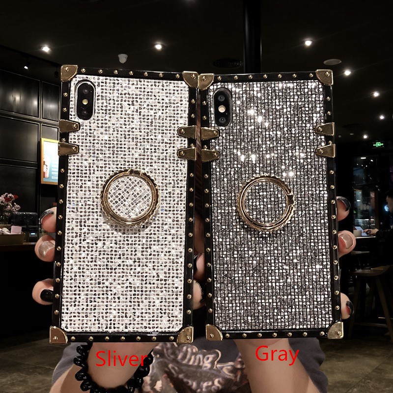 For Huawei Nova 10 9SE 3i Mate30 Mate20 Pro Y6P 2020 Y7A Glitter Square Phone Case With Bracket