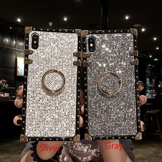 For OPPO A54 A16 A16K A3S A57 A5 A7 A12 A5S F7 F9 F11 Pro Realme C35 Reno 6 7 Glitter Square Phone Case With Bracket