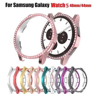 เคสนาฬิกาข้อมือ PC ครึ่งวงกลม ประดับเพชร สําหรับ Samsung Galaxy watch 5 40 44 มม.